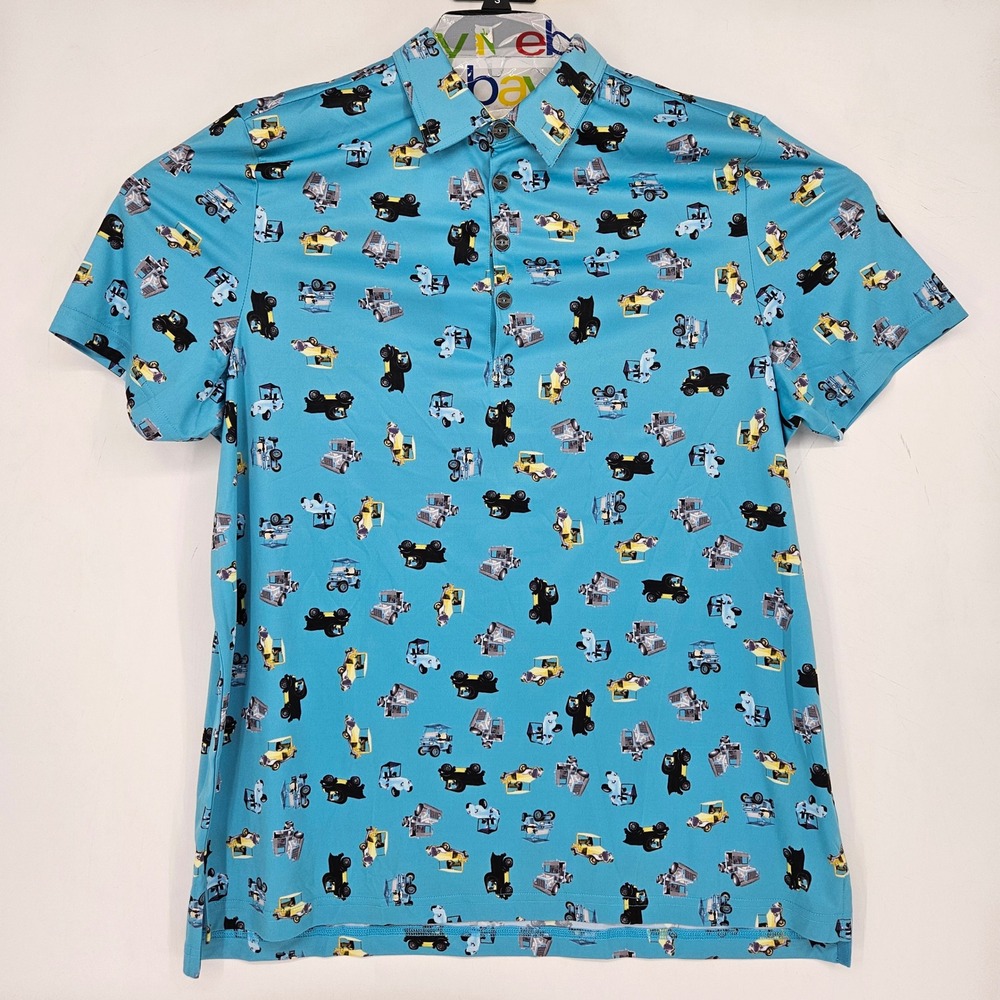Jamie‎ Sadock Polo Shirt Mens XL Short Sleeve Golf Carts AOP Colorful Casual